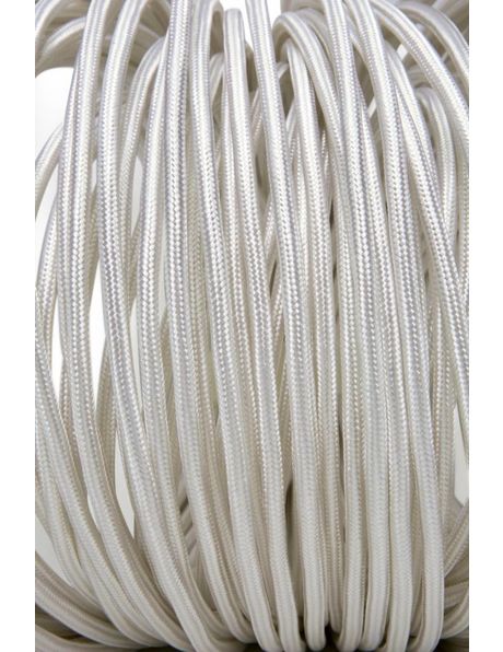 White electrical cord, cloth covered, round model