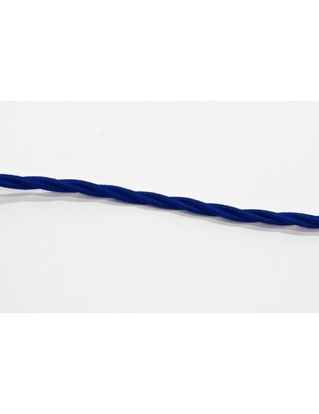 Blue electrical cord, textile covered wire, 3 core, braided