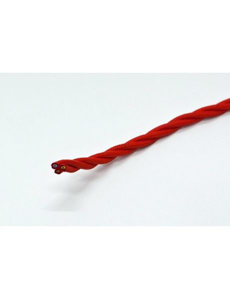 Red electrical cord with cloth cover, braided 3 core wire