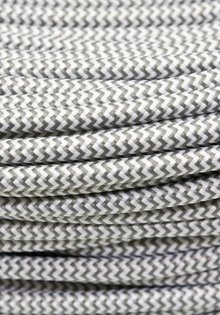 Strijkijzersnoer, Grijs-Wit, Visgraat, 2 aderig