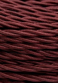 Lamp Wire, with Fabric Cover, Burgundy Red, Braided, 3 core