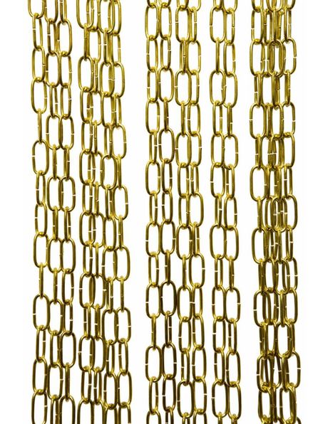 Lamp chain, small links, 2 x 1 cm / 0.85 X 0.39 inch, brass colour