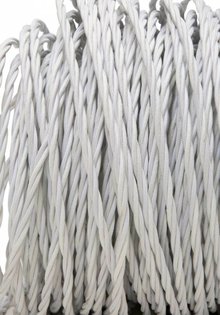 Strijkijzersnoer, mat wit, gevlochten, 3 aderig