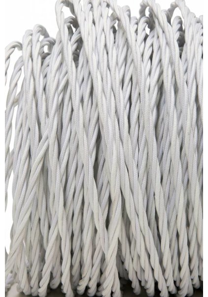 Strijkijzersnoer, mat wit, gevlochten, 3 aderig