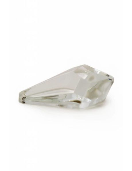 Old crystal bead for chandeliers, triangular shape with facets