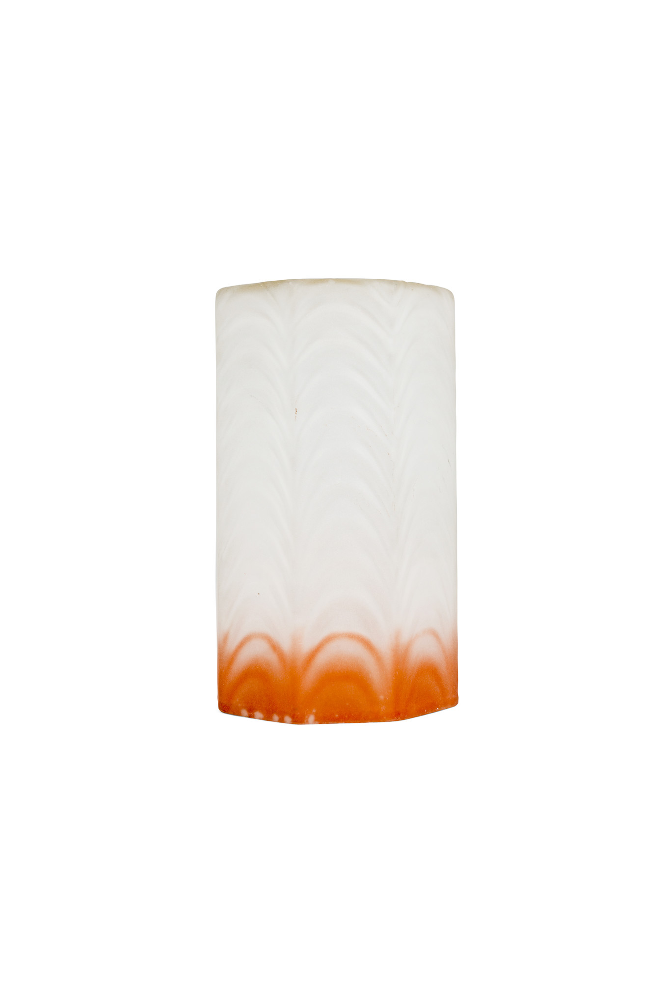 Kosten toevoegen eetlust Cilindervormig lampenkapje van matglas met oranje biesje ca. 1950 - Lamplord