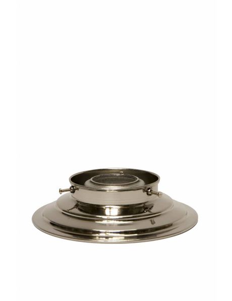 Plafonniere ring, gepolijst nikkel, lampglas met opstaande rand met diameter van 8 cm