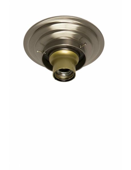 Plafonniere ring mat nikkel voor lampglas met opstaande rand met diameter van 8 cm