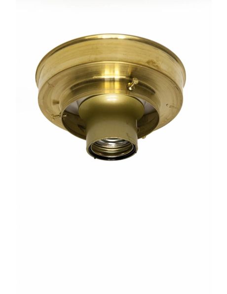 Plafonniere ring, goud messing, strakke vorm, voor lampglazen met opstaande rand van 8 cm diameter