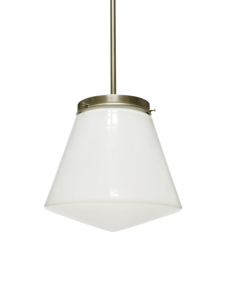 Industrial pendant lamp in the colours white and silver, 1940s