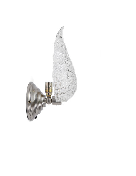 Unique wall lamp, leaf-shaped lampshade on a shiny fixture, ca. 1930