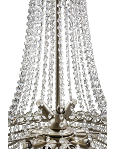 Large hanging lamp, chrome-colored chandelier ca. 1950