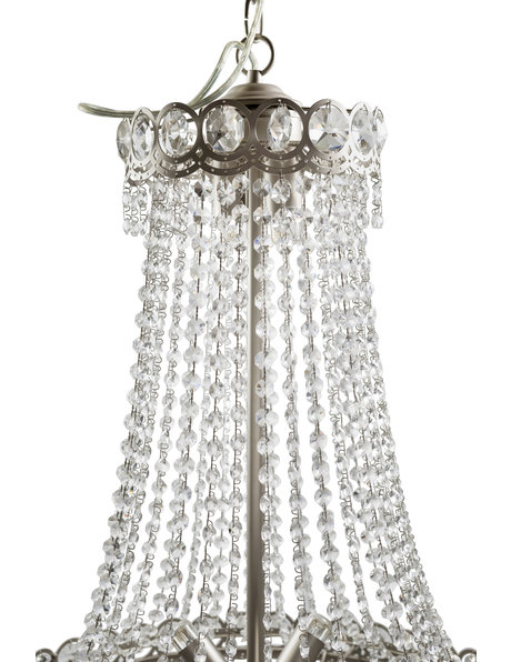 Large hanging lamp, chrome-colored chandelier ca. 1950