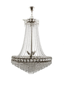 Chandelier, Chrome-coloured, Large Hanging Lamp