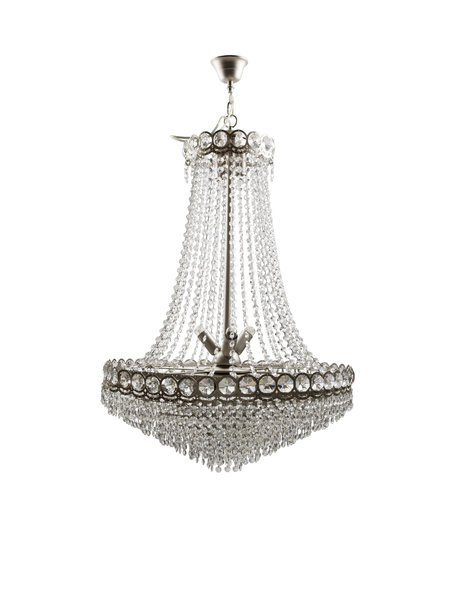 Large hanging lamp, chrome-colored chandelier ca. 1950