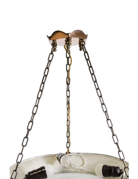 Art Deco hanging lamp, glass plate in copper design