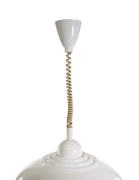 Vintage design hanglamp, wit gekleurd met trekpendel