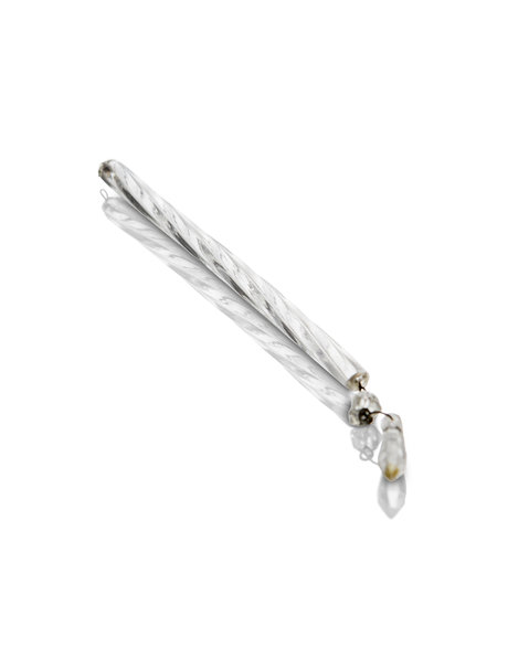 Glass bead short, hollow twisted bead with shuttle