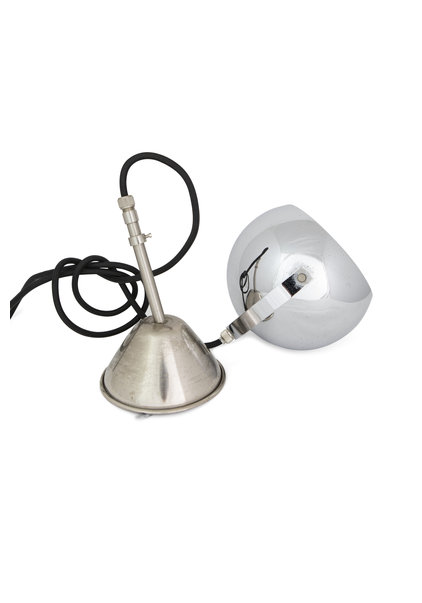 Design Hanging Lamp, Chrome Globe on a Cord