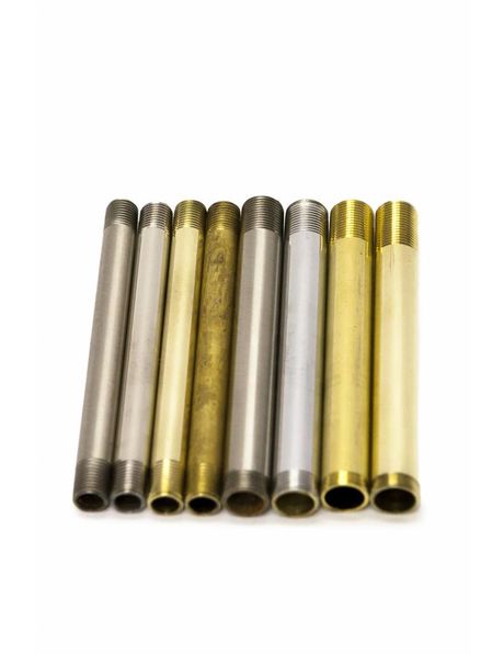 Tube, 10 cm / 3.9 inch, brass, polished, M10x1