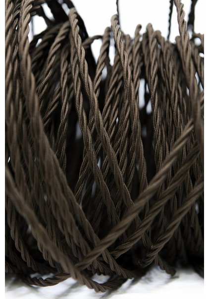 Lamp Wire, with Textile Cover, Brown, Braided, 3 core