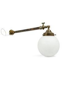 Industrial Wall Lamp, with White Glass Sphere