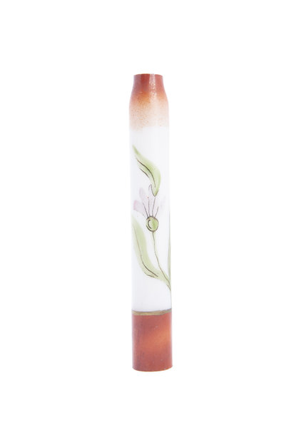 Kroonluchter Kaars, Wit Glas met Bloem