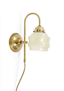 Brocante Wall Lamp, Glass Lampshade, 1930s