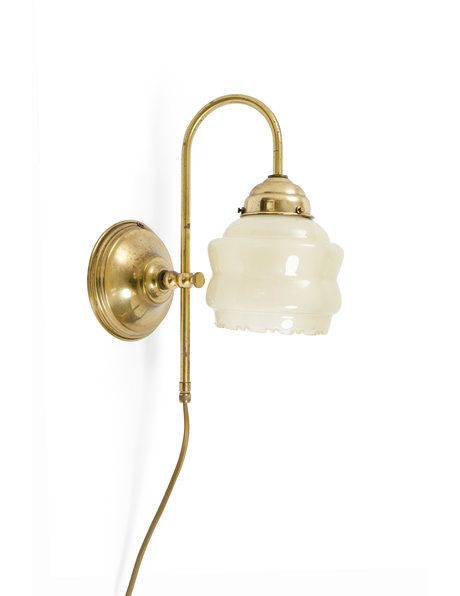 Elegant wall lamp, gooseneck with yellow lampshade, 1930s