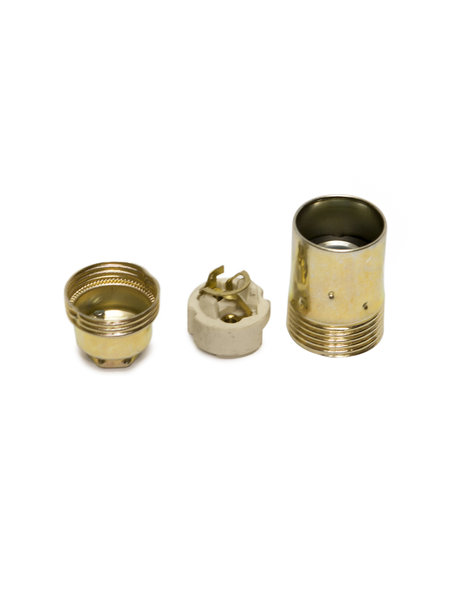 Lamp socket, E14 fitting, brass-colour, smooth outside