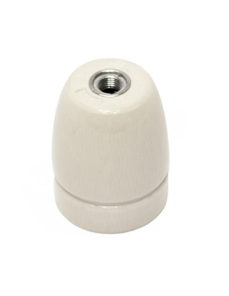 Porcelain lamp fitting E27, white, with M10x1 screw thread
