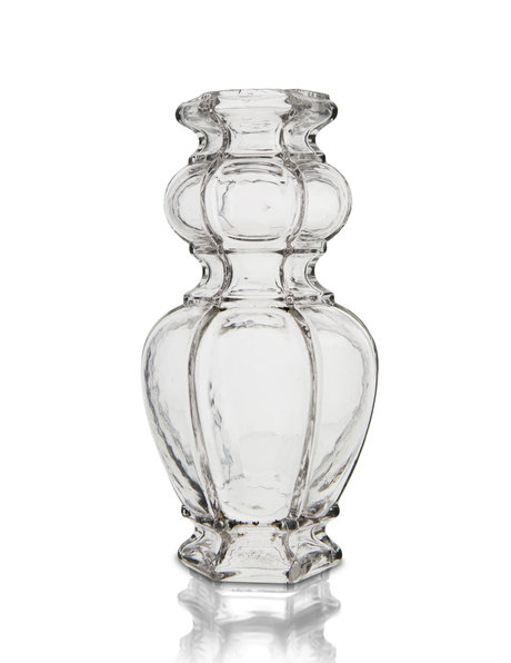 Glass chandelier vase, hollow glass with 2 spheres