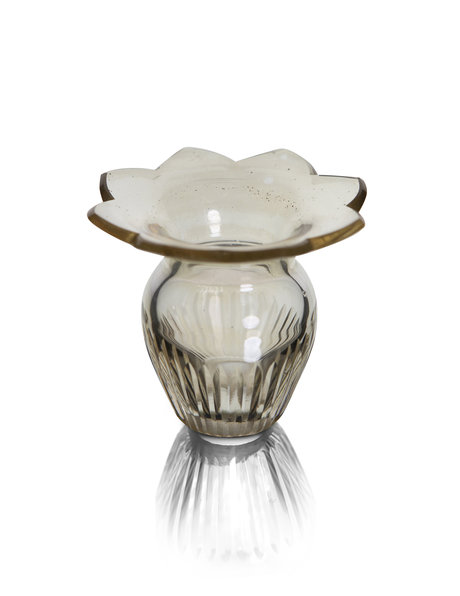 Chandelier vase, small model, processed glass, shiny gold