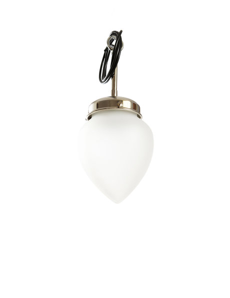 Industrial hanging lamp, chrome fixture with matt glass