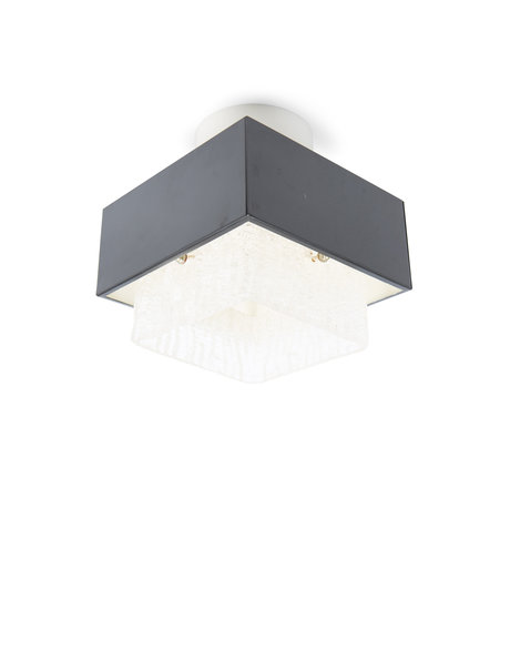 ceiling lamp, design lamp, metal housing with crystal inner shade