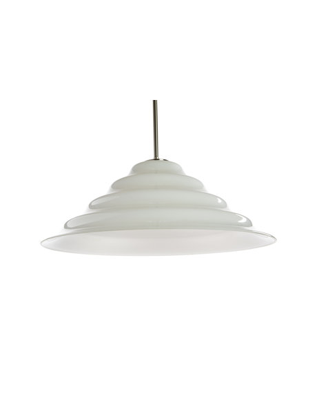 hanglamp,  grote wit glazen kap, jaren 60