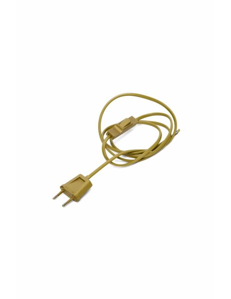 Gold coloured electrical wire with switch and power plug, 200 cm