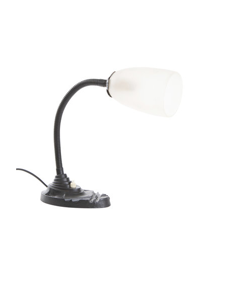 table lamp classic, frosted glass shade on bending arm