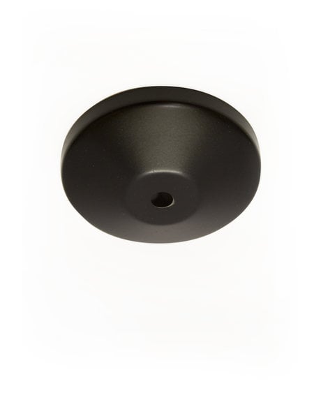 Ceiling cap for lamp, black coated metal, shallow model