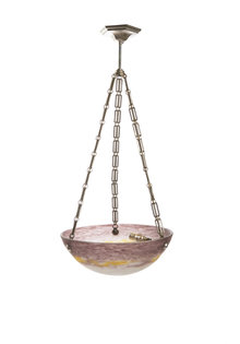 Art Deco Hanglamp, Jaren 30, Glazen Schaal