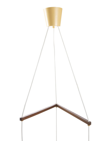 design hanglamp, ca. 1960, cascade met drie witte kappen