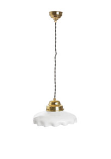Small Hanging Lamp, White Glass Lampshade