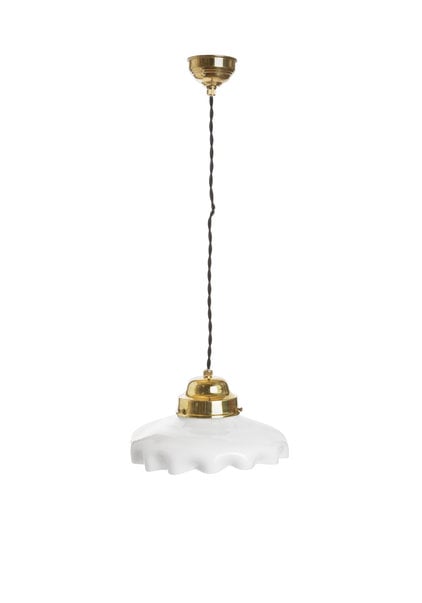 Small Hanging Lamp, White Glass Lampshade