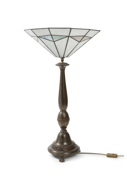 Large Table Lamp with Stained Glass