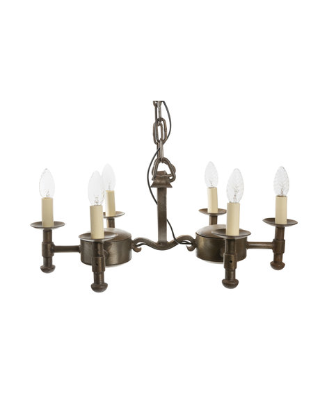 Copper chandelier, table model, 6 candles