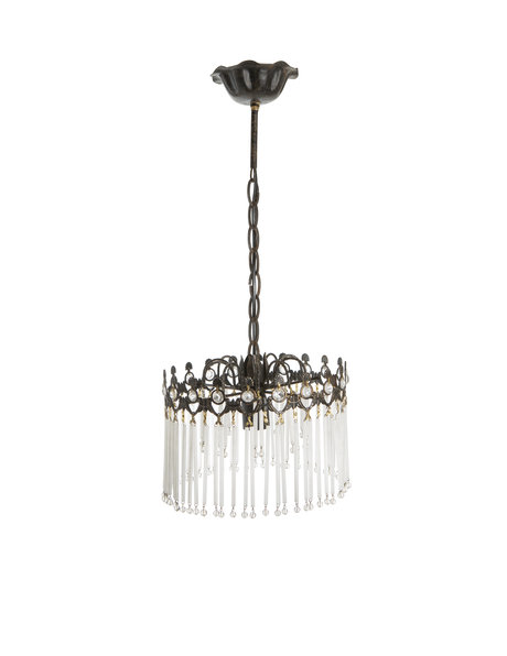 Art Deco style hanging lamp, ring with glass chains