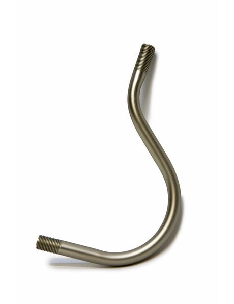 Polished silver-coloured arm / tube for mounting a wall lamp, screw thread has a m 10 diameter.