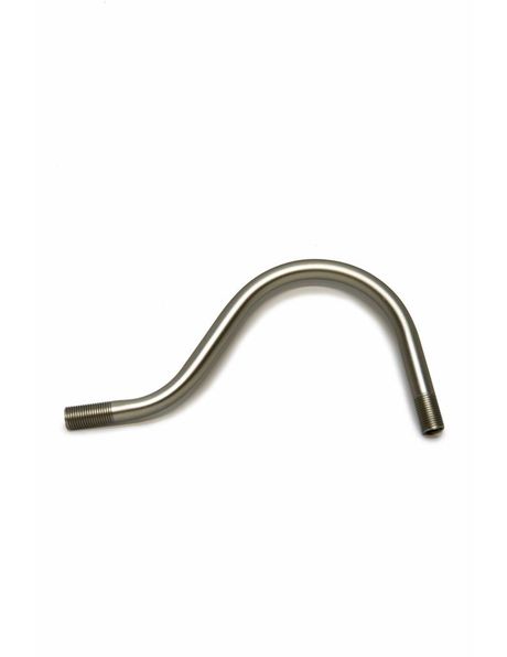 Polished silver-coloured arm / tube for mounting a wall lamp, screw thread has a m 10 diameter.