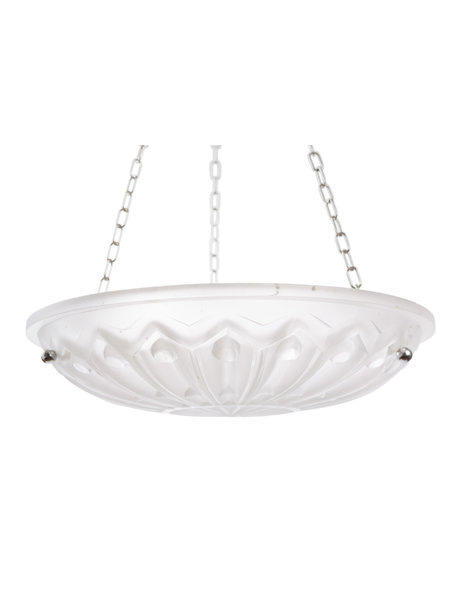 Classic hanging lamp, Art Deco, glass bowl on silver chain