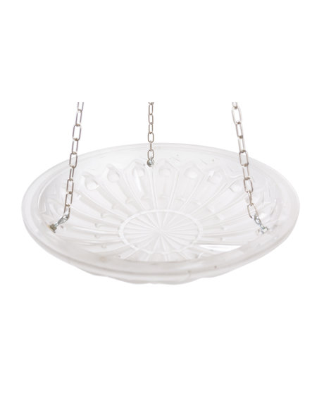 Classic hanging lamp, Art Deco, glass bowl on silver chain